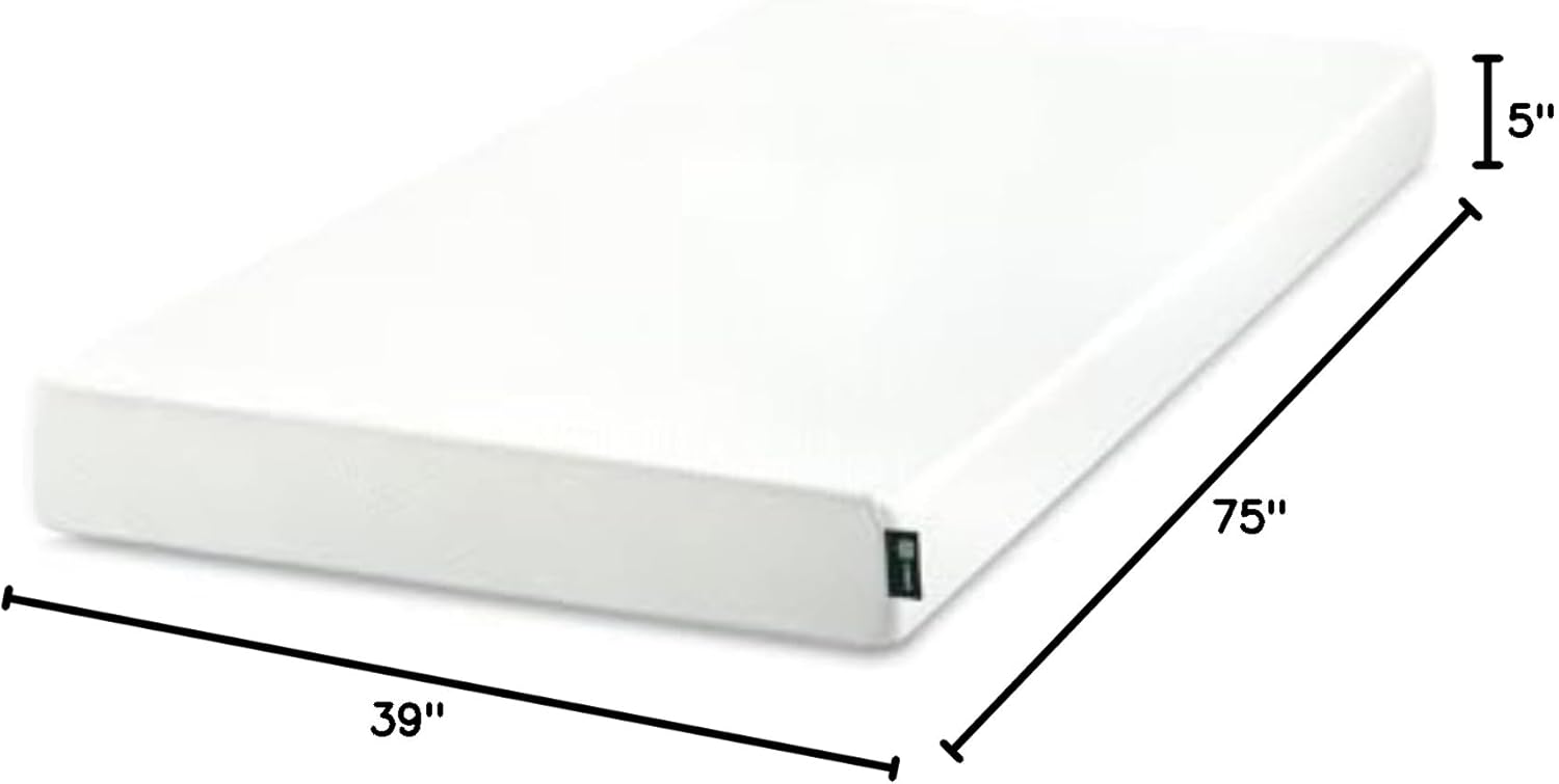 ZINUS 5 Inch Green Tea Memory Foam Mattress [New Version], Twin, Fiberglass free, Medium Firm Feel, Zoned Pressure Relief, Certified Safe Foams & Fabric, Mattress in A Box