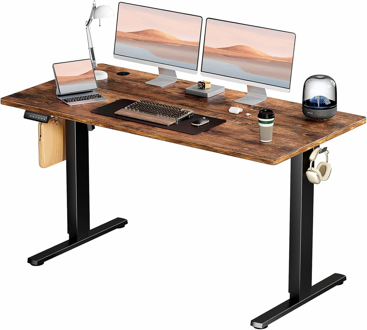 SMUG Standing Desk, Adjustable Height Electric Sit Stand Up Down Computer Table, 40x24 Inch Ergonomic Rising Desks for Work Office Home, Modern Lift Motorized Gaming Desktop Workstation, White