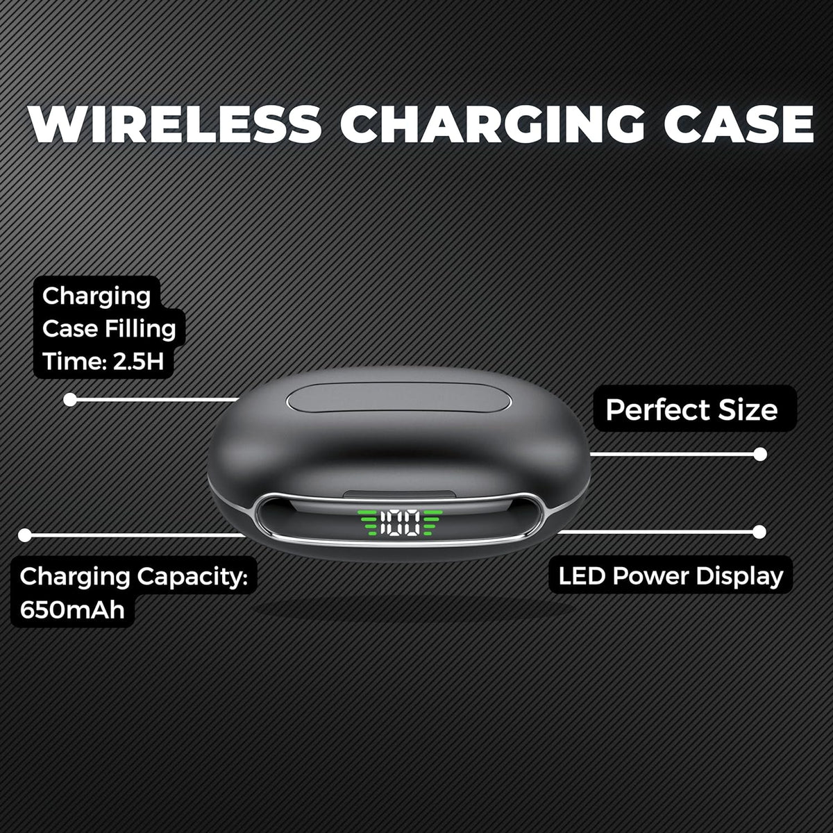 Wireless Headphones| High-Capacity 55mAh Battery| Immersive Sound| Sports Earbuds Bluetooth Wireless| Lightweight Comfort Earbuds| LED Display Earphones with Ear Hooks for Workout, Running & Gym.
